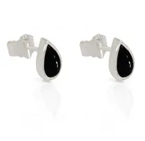 Comprar Aretes Topo Gota Ónix Sutil En Plata Joyería Fina