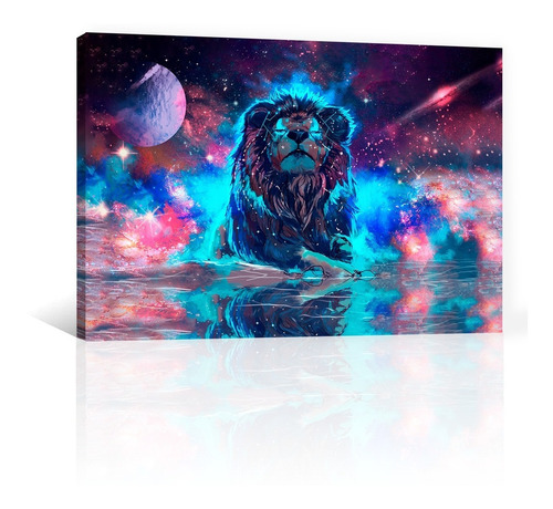 Cuadro Decorativo Canvas Artisitcas Leon Espacial