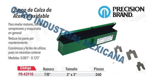 Juego De Calza Acero Inoxidable 7/8 260 Piezas
