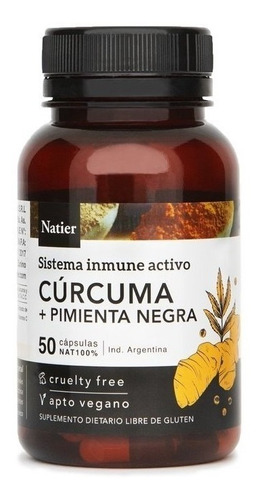 Curcuma + Pimienta Negra X50 Capsulas Natier Apto Vegano