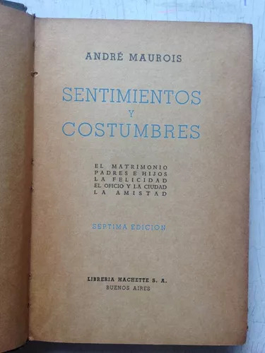 Sentimientos Y Costumbres Andre Maurois