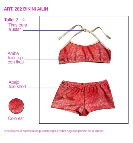 Imagen 2 de 5 de Malla Bikini Ailin 272 Niña Shor Top Estampada Verano