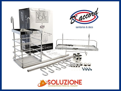 Set Barral Cocina 10 Piezas Colgar Acero Cromado Oferta !!!!
