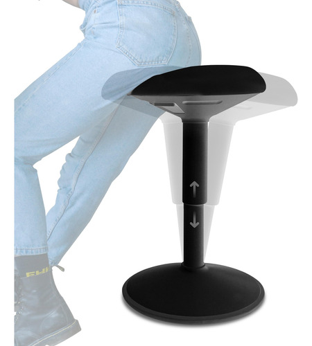 Taburete De Escritorio Ajustable 40 A 61 Cm Negro Ergonómico