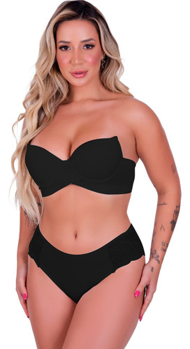 Conjunto De Sutiãs Tomara Que Caia E Calcinha Fio Duplo  