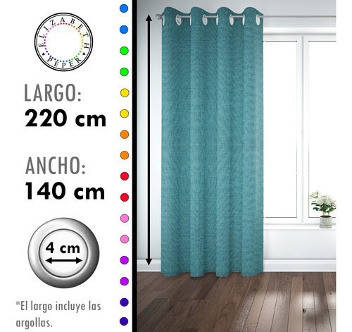 Set De Cortinas Blackout 2 Paños De 140 X 220 Cm Turquesa
