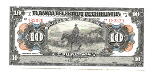 Billete De 10 Pesos Del Edo, De Chihuahua Crisp Inmaculado