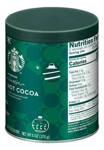 Starbucks Clásico Hot Cocoa 6 Oz. Lata Para Regalar