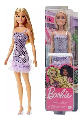 Boneca Barbie Vestido Glitter Loira T7580 - Original Mattel