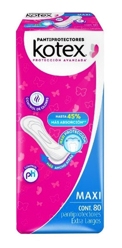 Pantiprotectores Kotex Maxi Extra Largo 80 Piezas