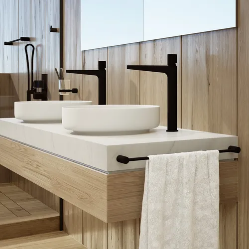 Grifería De Baño Peirano Fabric Black 61-200n Monocomando Acabado