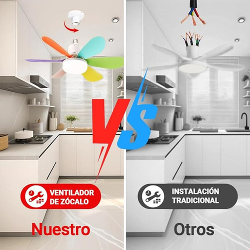 Abanicos De Techo 40w Con Lámpara Y Control Remoto Con 2 Pares Aspas