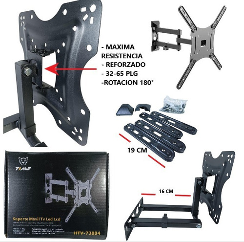 Soporte Para Tv Movil Reforzado Brazo 32 A 65 Plg Negro