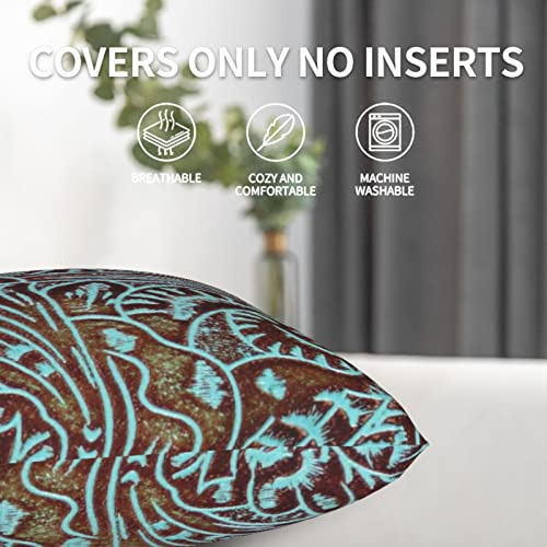 Mahito Set Of 2 Throw Pillow Cover Southwestern Aqua Brown T