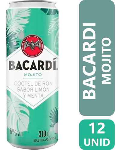 Ron Bacardí Coctel De Ron Sabor Limón Y Menta 310ml X12 Lata