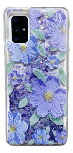 Funda Premium Flor Glitter Liquido Para Samsung Galaxy A71