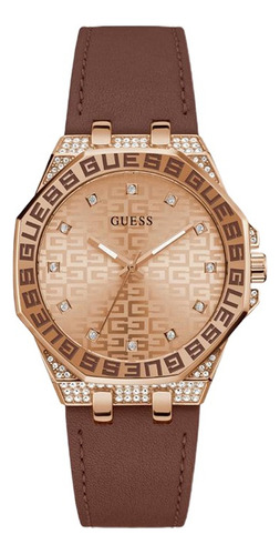 Reloj Guess Gw0547l2 Mujer Analogico Color de la malla Marrón Color del bisel Dorado Color del fondo Rose