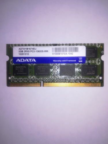 Dimm 2gb Memoria Ram Adata Ddr3 Pc3 10600s Para Laptop