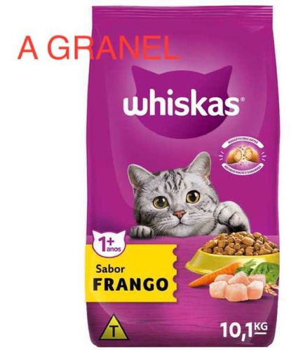 Kit 3 Kg Ração A Granel Whiskas Frango Para Gatos Adultos