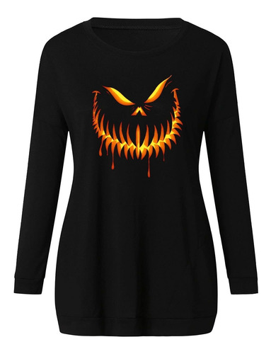 Wodceeke Camiseta Halloween Para Dama Cuello Redondo S