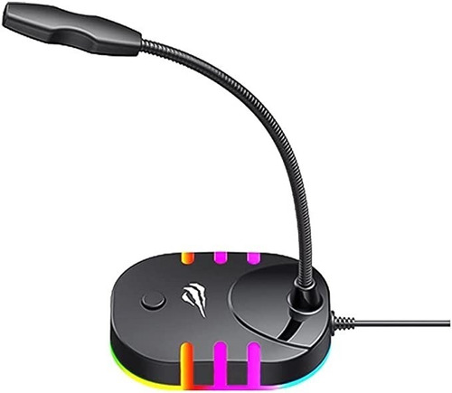 Imagem 3 de 7 de Microfone Gamer Led Rgb Usb Havit Gk58b Mesa Omnidirecional