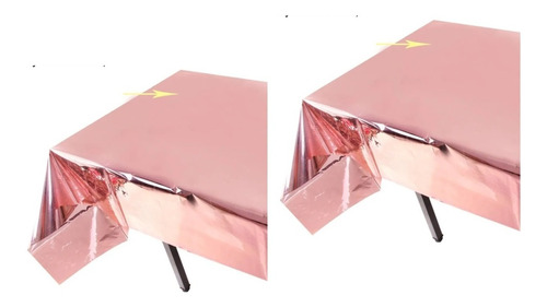 Mantel Metalizado Decoración Fiesta Oro Rosa X2 Unidades