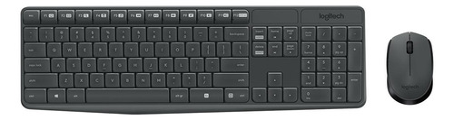 Kit de teclado y mouse gamer inalámbrico Logitech MK235 Inglés de color negro