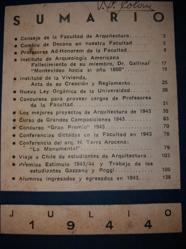 Anales Facultad Arquitectura 1944 Montevideo 1800 Personas