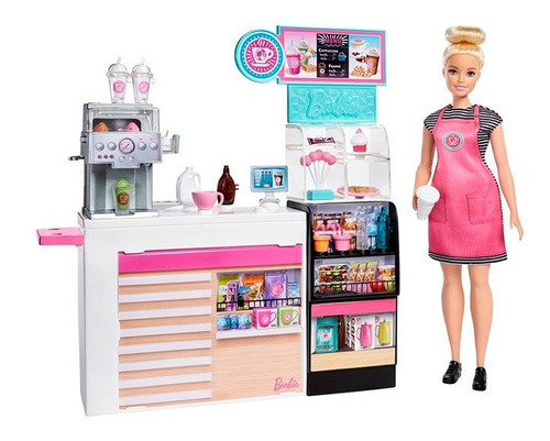 Barbie Cafeteria Set De Juego Con Accesorios Coffee Shop 