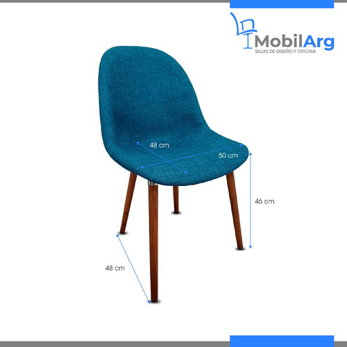 Imagen 3 de 7 de Silla De Comedor Nina Tapizada Diseño Patas De Madera Lustrada Wood Excelente Terminacion - Lino/ecocuero