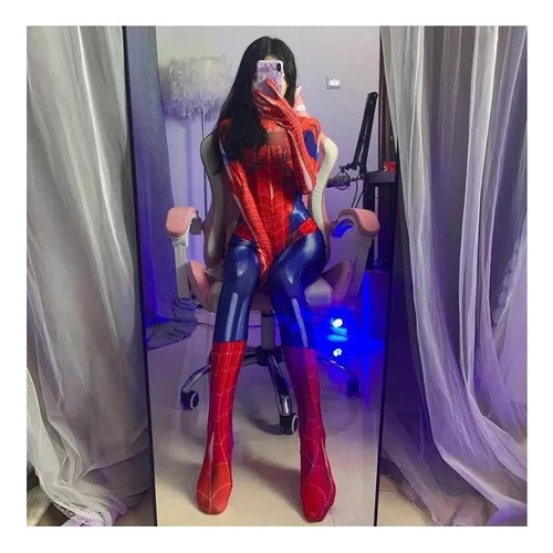 Disfraz Femenino De Spiderman Con Máscara, Sexy, Rojo, Cospl
