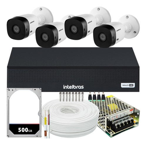 Kit 4 Câmeras Intelbras Vhl 1220 Full Hd 20m Dvr De 4 Canais