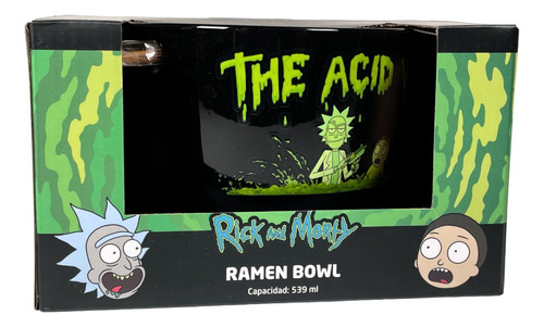 Bowl Ramen Rick And Morty Con Palillos Chinos The Acid Color Negro