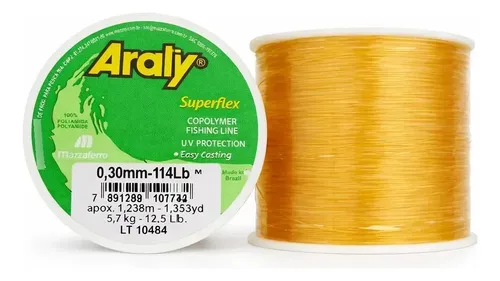 Linha De Pesca Araty Superflex 0,30mm 1238m Cores À Amarelo