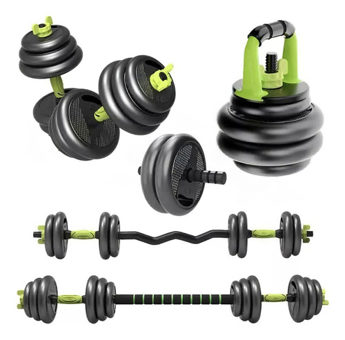 Kit Set De Mancuernas Ajustables Pesas Alta Calidad 20kg Gym Color Verde
