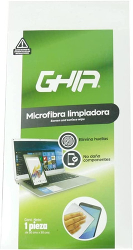 Limpiador de pantalla Ghia GLS-008 toalla de microfibra de 30x30cm color Blanco