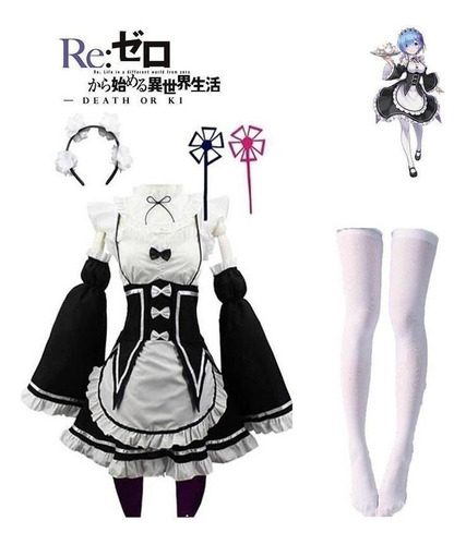 Disfraz De Cosplay Traje De Rem Maid Kawai