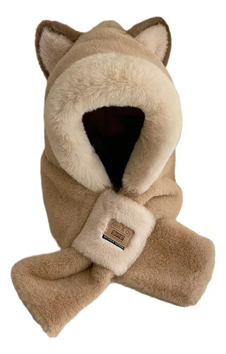 2 Bufanda Con Capucha De Felpa, Sombrero De Invierno, Caqui
