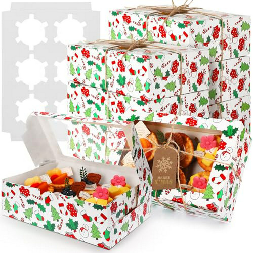 Cajas Navideñas Para Cupcakes Con Ventana - 50 Unidades.