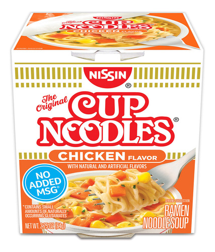 Nissin, Cup Noodles Soup, Sabor A Pollo, 2.25 Onzas caja De