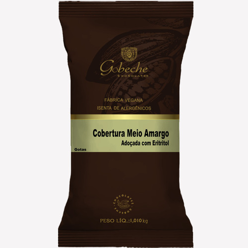 Gotas Cobertura Meio Amargo Gobeche - Com Eritritol - 1kg
