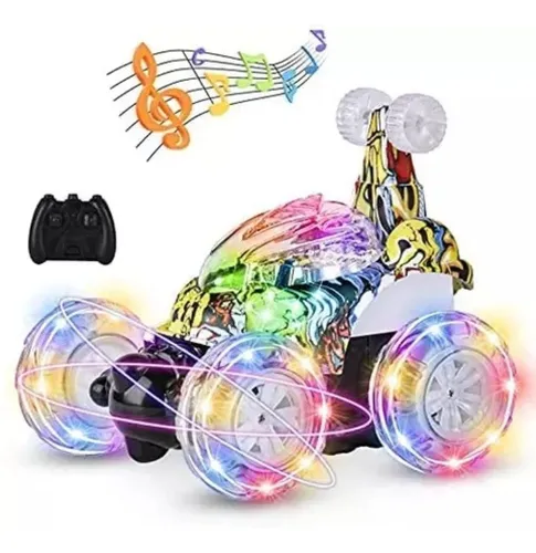 Auto Loco A Control Remoto Luces Sonido 360 Recargable Usb