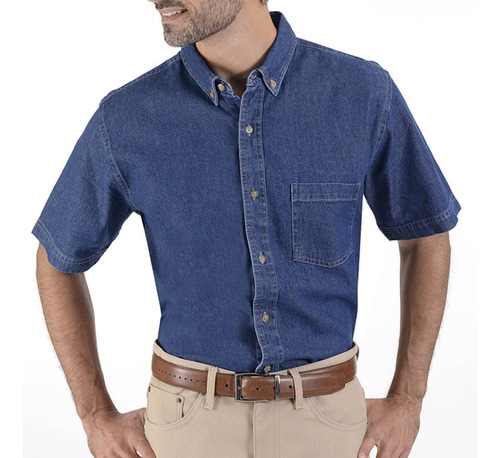 Camisa Mezclilla Manga Corta C/botton Down Classic Fit Yale