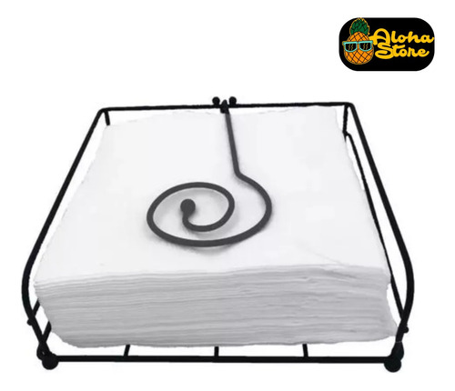 Servilletero Metal Cuadrado Porta Servilletas Mesa Cocina Color Negro