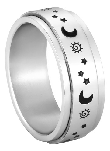 Anillo De Acero Inoxidable Con Diseo De Estrellas Giratorias