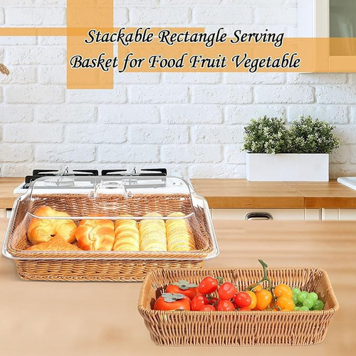 New Wicker Fruit Bread Basket With Acrylic Lid For