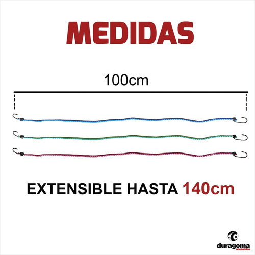 Imagen 3 de 9 de Zuncho Tensor Elastico 1m Reforzado Paquetes Moto Auto