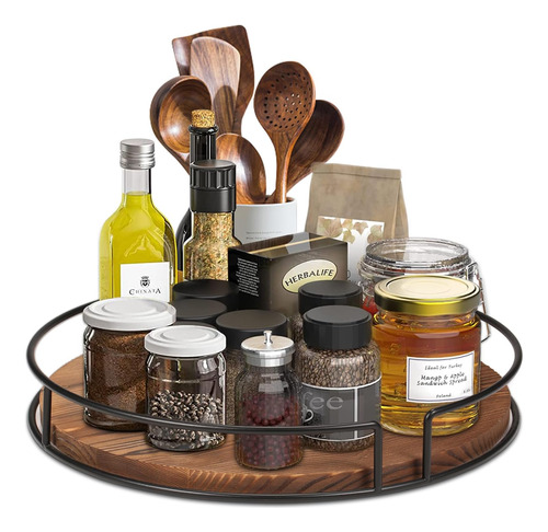 Organizador Lazy Susan, Othran Wood Lazy Susan Para Mesa, Or