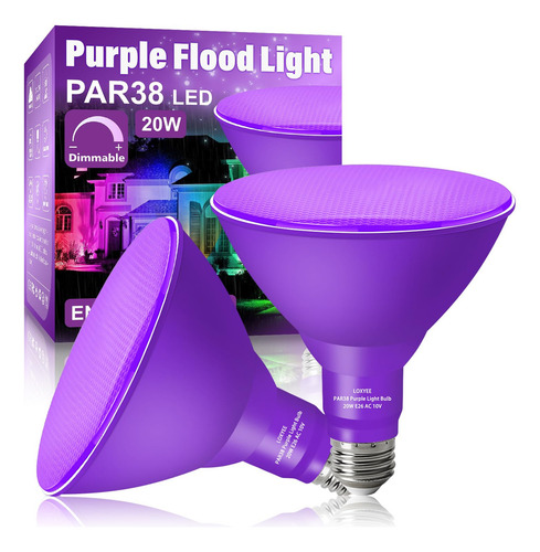 Lâmpada Led Loxyee Par38 Flood Purple 20w, Pacote Com 2 Unid
