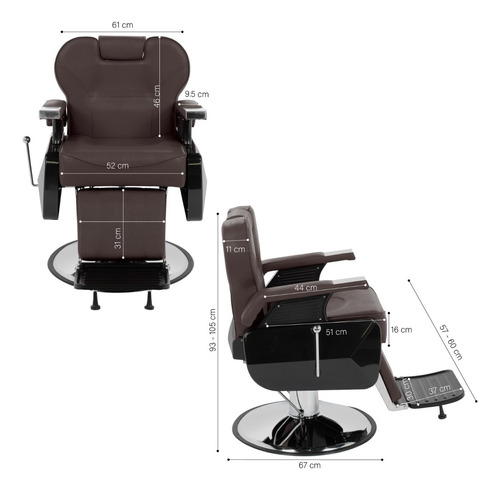 Sillon Corte Barbero Reclinable Hidraulico Tipo Peluqueria Color Café